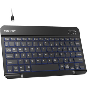 image:imageTECKNET Bluetooth iPad Keyboard Mini Portable Keyboard with Backlit Slim Quiet Keyboard Rechargeable Wireless Keyboard for iPad A16 11th 10th Generation iPad Pro Air Computer for All iOSAndroidBlack