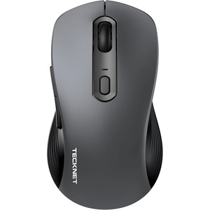 image:imageTECKNET Bluetooth Mouse  USB  BT1  BT2  Wireless Mouse for Laptop Silent Click Ergonomic Design 4800 DPI Computer Mice Wireless Dual Mode for Laptop Computer iPad MacBookLight Grey