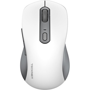 image:imageTECKNET Bluetooth Mouse  USB  BT1  BT2  Wireless Mouse for Laptop Silent Click Ergonomic Design 4800 DPI Computer Mice Wireless Dual Mode for Laptop Computer iPad MacBookGrayish White