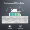 image:imageTECKNET Bluetooth Keyboard Rechargeable 4Device Free Switching 24GBT UltraSlim Full Size Wireless Keyboard Quiet Typing for PCLaptopSmart TVPhone Adjustable Stand 12 Multimedia KeysWhite