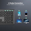 image:imageTECKNET Bluetooth Keyboard Rechargeable 4Device Free Switching 24GBT UltraSlim Full Size Wireless Keyboard Quiet Typing for PCLaptopSmart TVPhone Adjustable Stand 12 Multimedia KeysBlackGrey