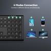 image:imageTECKNET Bluetooth Keyboard Rechargeable 4Device Free Switching 24GBT UltraSlim Full Size Wireless Keyboard Quiet Typing for PCLaptopSmart TVPhone Adjustable Stand 12 Multimedia KeysBlack