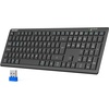 image:imageTECKNET Bluetooth Keyboard Rechargeable 4Device Free Switching 24GBT UltraSlim Full Size Wireless Keyboard Quiet Typing for PCLaptopSmart TVPhone Adjustable Stand 12 Multimedia KeysBlack