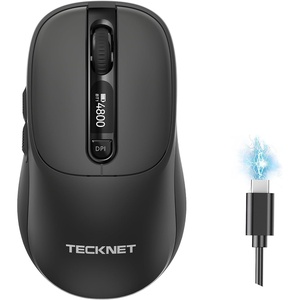 image:imageTECKNET Wireless Mouse with LED Display  BT52BT5024G  Computer Mouse TypeC Rechargeable with Vision 4800DPI Computer Mice Silent Click TriMode Bluetooth Mouse for Laptop iPad MacBookGrey