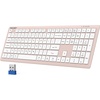 image:imageTECKNET Bluetooth Keyboard Rechargeable 4Device 24GBT  Multidevice Free Switching UltraSlim Numeric Keypad Quiet Full Size Wireless Keyboard for PCLaptopSmart TVPhone
