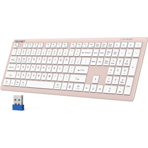 image:imageTECKNET Bluetooth Keyboard Rechargeable 4Device 24GBT  Multidevice Free Switching UltraSlim Numeric Keypad Quiet Full Size Wireless Keyboard for PCLaptopSmart TVPhone