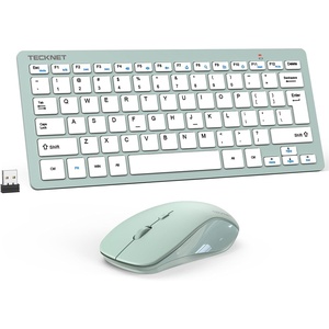 image:imageTECKNET Wireless Keyboard and Mouse Combo Mini Cordless Computer Keyboard and Mouse Set 24GHz Silent Adjustable 1600 DPI Quiet Click LagFree for Computer Laptop PC Windows Mac Chrome OSGreen