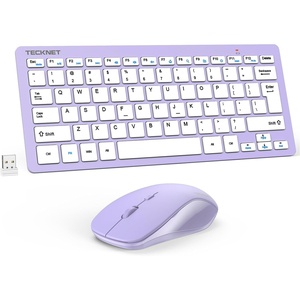 image:imageTECKNET Wireless Keyboard and Mouse Combo Mini Cordless Computer Keyboard and Mouse Set 24GHz Silent Adjustable 1600 DPI Quiet Click LagFree for Computer Laptop PC Windows Mac Chrome OSPurple