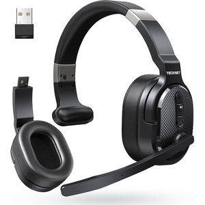 image:imageTECKNET Bluetooth Trucker Wireless Headset Noise Cancelling Mic for Work  Single Ear 50Hrs Battery 3 EQ Music Modes Clear Mic Wireless Headset for PC Truck Drivers Office amp Call CenterBlack