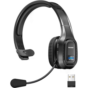 image:imageTECKNET Trucker Bluetooth Headset AI Noise Canceling Mic Wireless OnEar  AI Noise Canceling Mic reduces background noise for clear calls Wireless handsfree headset for truckers and office useLight Black
