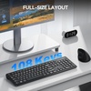 image:imageTECKNET Wireless Keyboards Full Size Bluetooth24G USB for Windows Black  External Cordless Computer Keyboard with Number Pad Multi Device for PC Desktop Laptop Chromebook AAA Battery OperatedBlack
