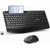 image:imageTECKNET Wireless Keyboard and Mouse Combo FullSize Ergonomic Keyboard with Wrist Rest Phone Holder Sleep Mode Silent 24GHz Cordless Set for Computer Laptop PC Mac Windows Black