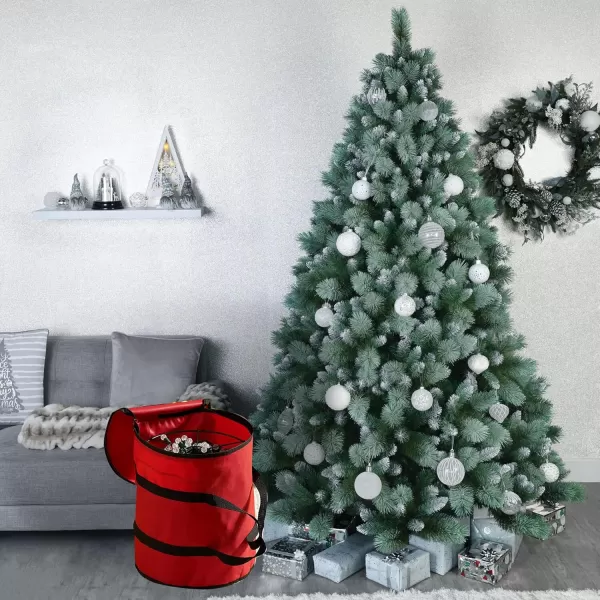 Dazzle Bright Christmas Lights Storage Bags 3 Metal Reels to Store Holiday Christmas String Lights Red Tear Proof Oxford Fabric Zip up Bag with Reinforced Handles