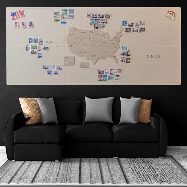 Dazzle Bright USA Map Pin Board US Map with Pins to Mark Travels 36 x 24 inch US Map with Pushpin Bulletin Board DIY Hanging Photo Wall Display Decor for Couples