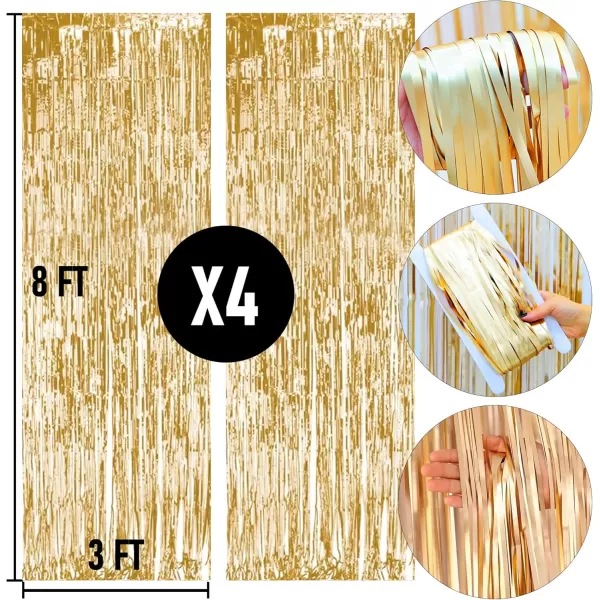 Dazzle Bright 2 Pack Backdrop Curtain 3FT x 8FT Metallic Tinsel Foil Fringe Curtains Photo Booth Background for Baby Shower Party Birthday Wedding Engagement Bridal Shower Champagne GoldChampagne Gold