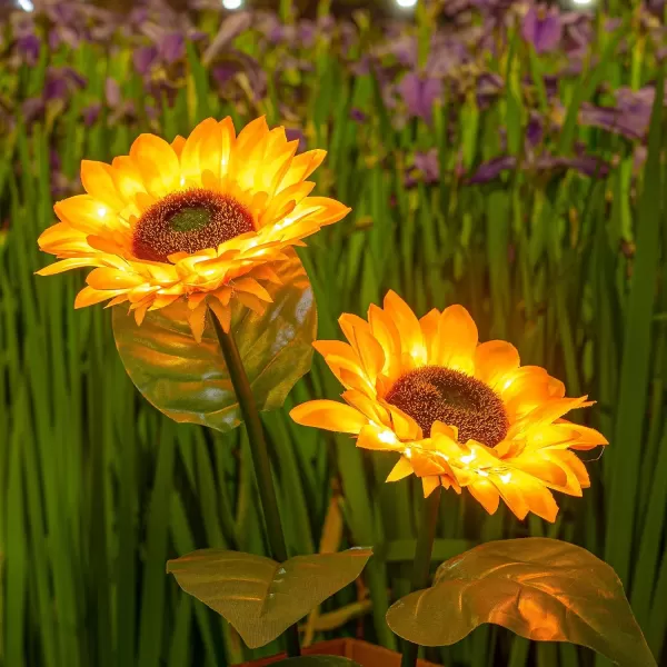 Dazzle Bright Sunflower Shape Solar LED Lights 2 Pack Garden Waterproof Decorative with Stake for Outdoor Yard Pathway Outside Patio Lawn