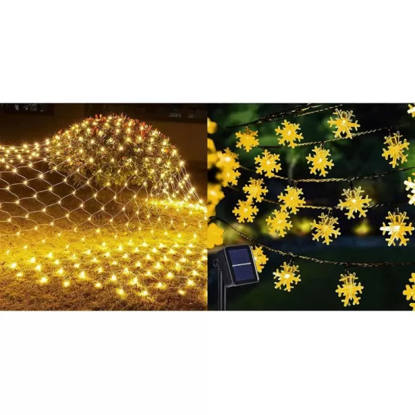 Dazzle Bright 2 Pack 100 LED 39 FT Solar Star String Lights  360 LED12FT x 5 FT Christmas Net Lights