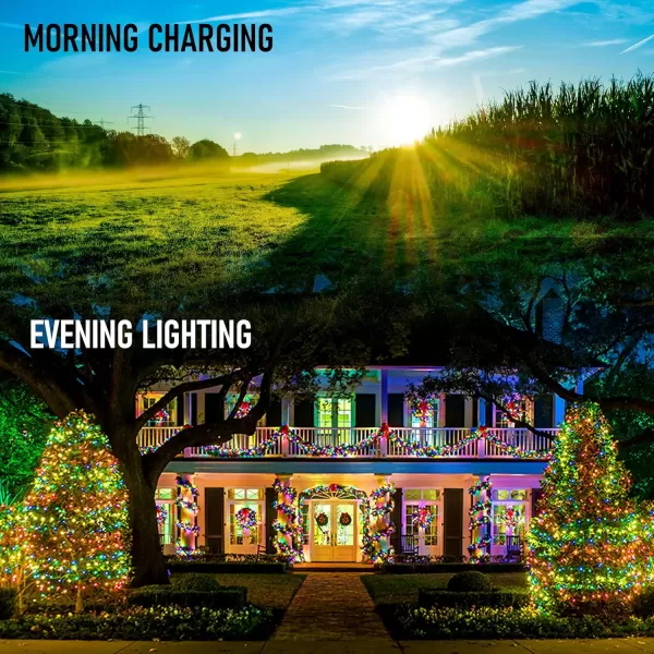 Dazzle Bright 100 LED 33 FT Christmas C6 Lights  2 Pack 200 LED 66 FT Solar Powered String Lights