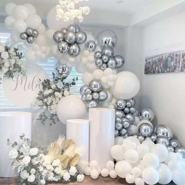 Dazzle Bright 100 PCS White Balloons Latex Balloons Different Party Balloon Kit for Balloon Garland Arch Birthday Party Graduation Baby Shower Wedding Holiday Decoration 1812105 Inch