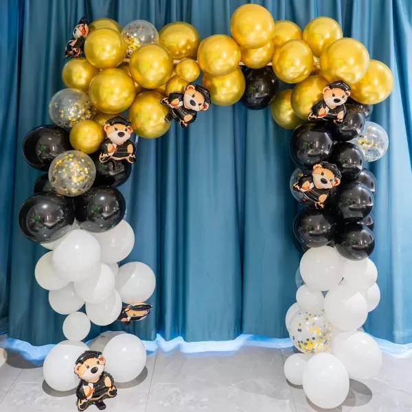 Dazzle Bright 144Pcs Graduation Balloon Arch Kit Grad Teddy Bear Balloon Garland Grad Decorations for Class of 2024 Party Birthday Decor