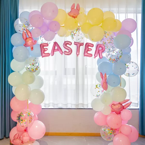 Dazzle Bright 151Pcs Easter Balloon Arch Kit Pastel Bunny Balloon Garland Easter Decorations for Party Birthday