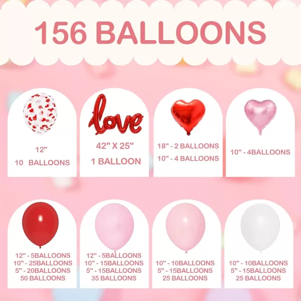 Dazzle Bright 260Pcs Valentines Day Balloon Arch Kit Galentines Love Balloon Garland Valentines Day Decorations for Party Wedding Birthday Proposal