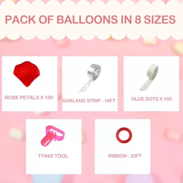 Dazzle Bright 260Pcs Valentines Day Balloon Arch Kit Galentines Love Balloon Garland Valentines Day Decorations for Party Wedding Birthday Proposal