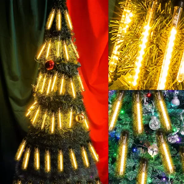 Dazzle Bright Warm White Christmas Tree Lights 360 LED 4 Inch 18 Tubes Waterproof Meteor Shower Rain Lights Christmas Decorations for Outdoor Indoor Xmas Tree Bushes Yard Party Wedding Decor