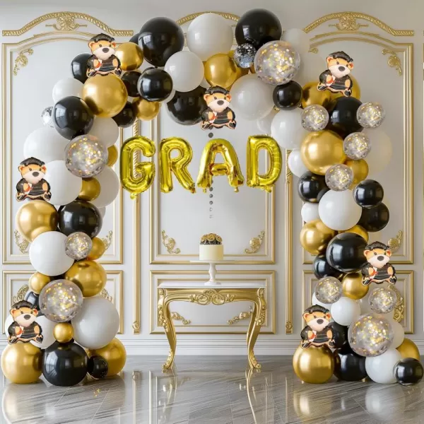 Dazzle Bright 144Pcs Graduation Balloon Arch Kit Grad Teddy Bear Balloon Garland Grad Decorations for Class of 2024 Party Birthday Decor