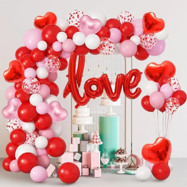 Dazzle Bright 260Pcs Valentines Day Balloon Arch Kit Galentines Love Balloon Garland Valentines Day Decorations for Party Wedding Birthday Proposal