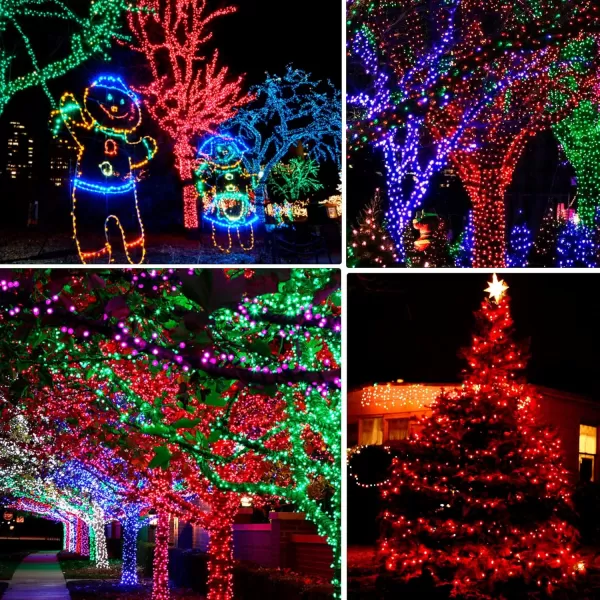 Dazzle Bright 2 Pack Total 400LED 132FT Halloween Solar String Outdoor Lights Solar Powered with 8 Modes Waterproof Halloween Lights for Bedroom Patio Garden Tree Party Yard Decoration PurpleRed