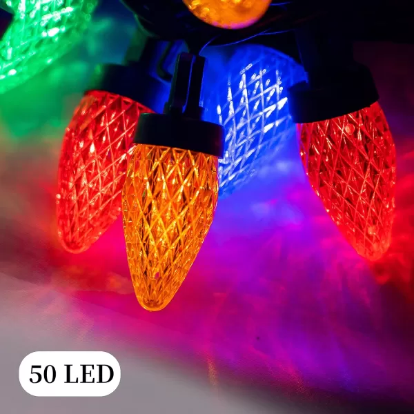Dazzle Bright 245 FT Christmas C9 String Lights 50 LED 120V Extendable Green Wire Fairy Lights Outdoor with UL Certified for Patio Xmas Tree Wedding Yard Home Party House Decorations Multicolored
