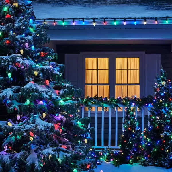 Dazzle Bright 245 FT Christmas C9 String Lights 50 LED 120V Extendable Green Wire Fairy Lights Outdoor with UL Certified for Patio Xmas Tree Wedding Yard Home Party House Decorations Multicolored