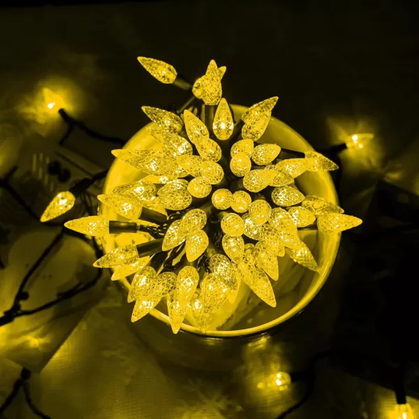 Dazzle Bright C6 Christmas String Lights 100 LED 33 FT Waterproof Connectable Green Wire Fairy Lights 8 Modes Christmas Lights for Indoor Outdoor Home Garden Yard Xmas Tree Decorations YellowYellow