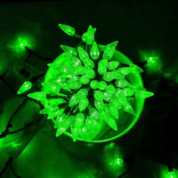 Dazzle Bright C6 Christmas String Lights 100 LED 33 FT Waterproof Connectable Green Wire Fairy Lights 8 Modes Christmas Lights for Indoor Outdoor Home Garden Yard Xmas Tree Decorations YellowGreen