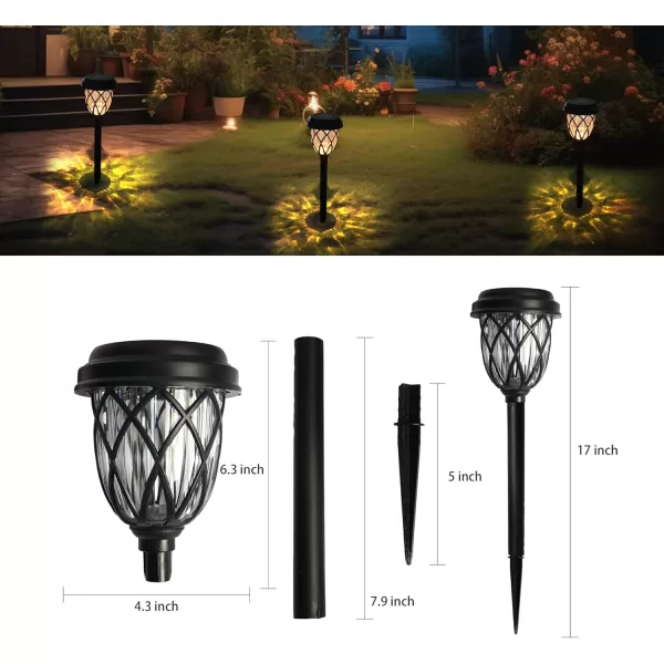 Dazzle Bright Solar Powered Pathway Lights Outdoor 10 Pack 17 Inch LED Warm White Night Lights Waterproof Garden Stake Lights for Path Walkway Driveway Yard Patio Garden Decor