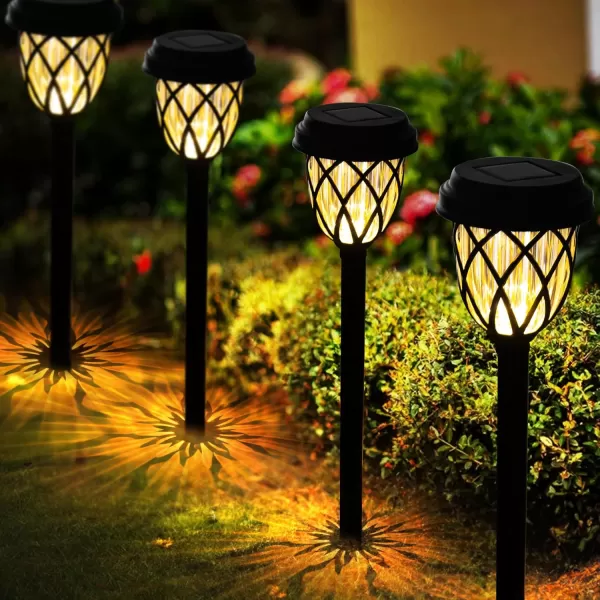 Dazzle Bright Solar Powered Pathway Lights Outdoor 10 Pack 17 Inch LED Warm White Night Lights Waterproof Garden Stake Lights for Path Walkway Driveway Yard Patio Garden Decor