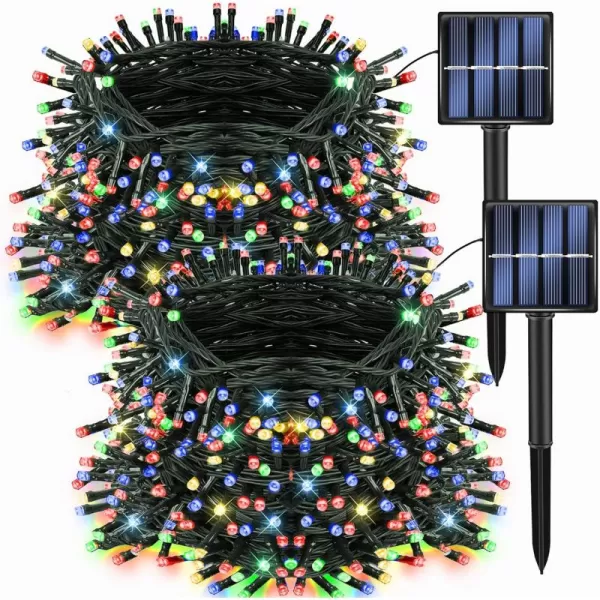 Dazzle Bright 2 Pack Total 400LED 132FT Halloween Solar String Outdoor Lights Solar Powered with 8 Modes Waterproof Halloween Lights for Bedroom Patio Garden Tree Party Yard Decoration PurpleMulticolor