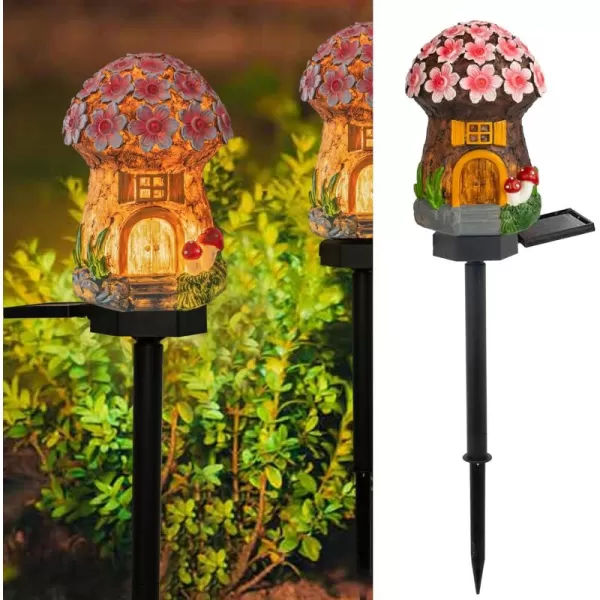 Dazzle Bright Fairy Garden House Glow in The Dark Fairy House 16quot Fairy Cottage with Door and Solar LED Light Beautiful Miniature Garden Decoration for Indoor or Outdoor GardensMushroom