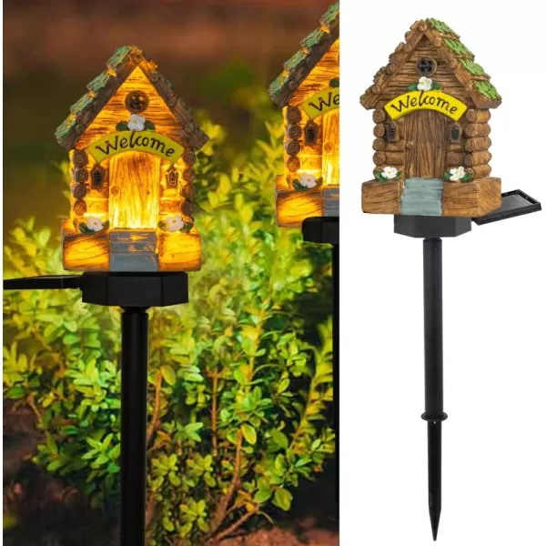 Dazzle Bright Fairy Garden House Glow in The Dark Fairy House 16quot Fairy Cottage with Door and Solar LED Light Beautiful Miniature Garden Decoration for Indoor or Outdoor GardensHouse
