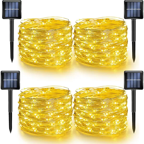 Dazzle Bright 2 Pack Solar String Lights Outdoor Total 80FT 240LED Solar Powered Waterproof Fairy Lights 8 Modes Copper Wire Lights for Christmas Patio Party Tree Yard Decoration BlueWarm White