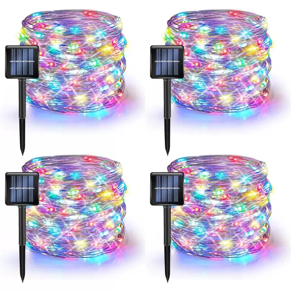 Dazzle Bright 2 Pack Solar String Lights Outdoor Total 80FT 240LED Solar Powered Waterproof Fairy Lights 8 Modes Copper Wire Lights for Christmas Patio Party Tree Yard Decoration WhiteMulticolor