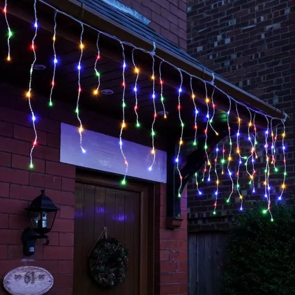 Dazzle Bright 360 LED Christmas Icicle Lights 295 FT 8 Modes Curtain Fairy Lights with 60 Drops Connectable Xmas String Lights for Outdoor Holiday Wedding Party Decorations MultiColoredMulticolor