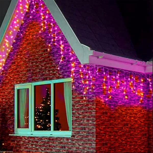 Dazzle Bright 85 FT 150 Count Mini Icicle Lights Halloween Decorations for Indoor Outdoor Home Garden Holiday Party Purple ampamp Orange