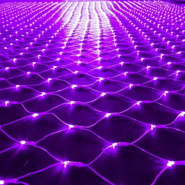 Dazzle Bright Christmas 360 LED Net Lights 12FT x 5 FT Connectable Waterproof String Lights with 8 Modes Christmas Decorations for Indoor Outdoor Xmas Party Yard Garden Decor WhitePurple