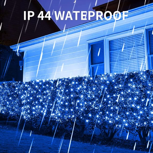 Dazzle Bright Christmas 360 LED Net Lights 12FT x 5 FT Connectable Waterproof String Lights with 8 Modes Christmas Decorations for Indoor Outdoor Xmas Party Yard Garden Decor WhiteBlue