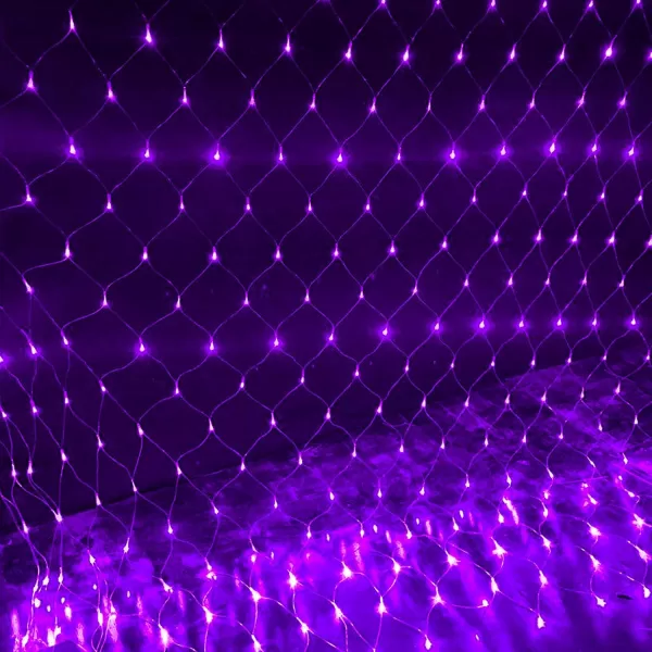 Dazzle Bright Christmas 360 LED Net Lights 12FT x 5 FT Connectable Waterproof String Lights with 8 Modes Christmas Decorations for Indoor Outdoor Xmas Party Yard Garden Decor WhitePurple