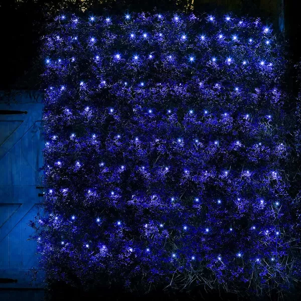 Dazzle Bright Christmas 360 LED Net Lights 12FT x 5 FT Connectable Waterproof String Lights with 8 Modes Christmas Decorations for Indoor Outdoor Xmas Party Yard Garden Decor WhiteBlue