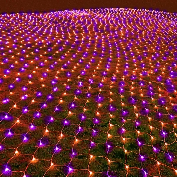 Dazzle Bright Christmas 360 LED Net Lights 12FT x 5 FT Connectable Waterproof String Lights with 8 Modes Christmas Decorations for Indoor Outdoor Xmas Party Yard Garden Decor WhitePurple  Orange