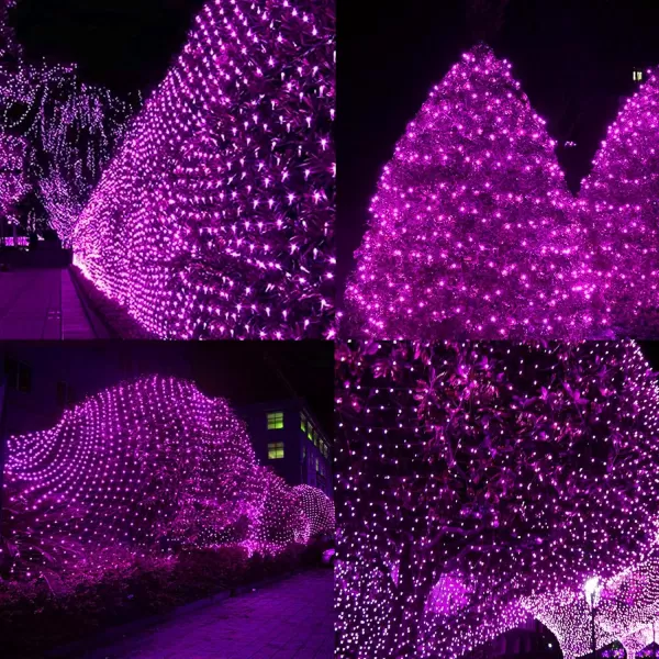 Dazzle Bright Christmas 360 LED Net Lights 12FT x 5 FT Connectable Waterproof String Lights with 8 Modes Christmas Decorations for Indoor Outdoor Xmas Party Yard Garden Decor WhitePurple